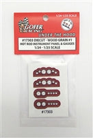 GOFER 1/24-1/25 Hot Rod Instrument Panel & Gauges Wood Grain #1 (Diecut Plastic)