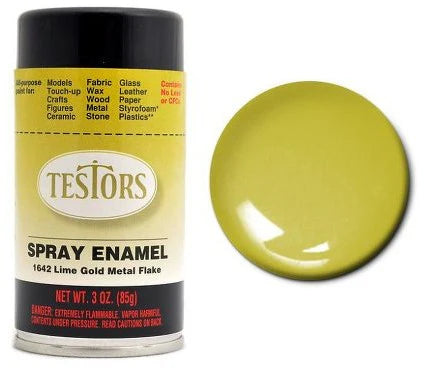 TESTORS 3oz. Spray Finishing Enamel Lime Gold Metal Flake