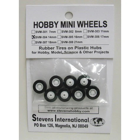 STEVENS 14mm Rubber Tires on Plastic Hubs (8)