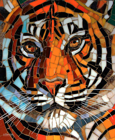 SUNSOUT 1000-PIECE  PUZZLE Stained Glass Tiger