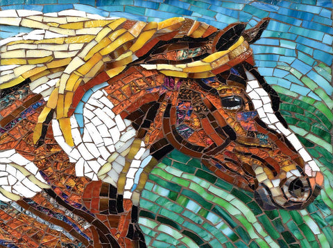 SUNSOUT 1000-PIECE  PUZZLE Stained Glass Horse