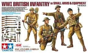 TAMIYA 1/35 WWI British Infantry (4) w/Small Arms & Equipment