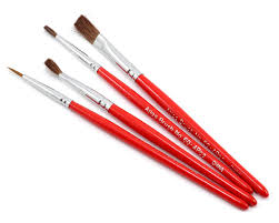 ATLAS BRUSH #60-4PS: Red Sable & Camel Hair Brushes w/Short Handles (4)