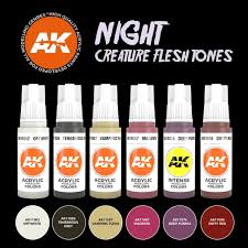 AKI Night Creatures Flesh Tones 3G Acrylic Paint Set (6 Colors) 17ml Bottles