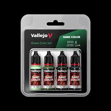 VALLEJO 18ml Bottle Green (Base, Shadow, Light) Game Color Paint Set (4 Colors)