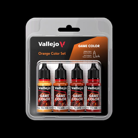 VALLEJO	18ml Bottle Orange (Base, Shadow, Light) Game Color Paint Set (4 Colors)