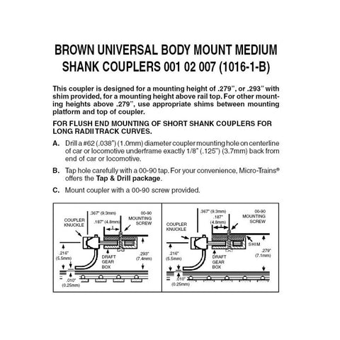 N COUPLER BROWN BODY MOUNT