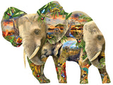 SUNSOUT 1000-PIECE SHAPED PUZZLE Elephant Waterfall