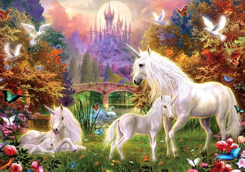 SUNSOUT 1000-PIECE  PUZZLE Castle Unicorns