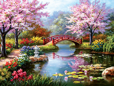 SUNSOUT 1000-PIECE  PUZZLE Japanese Garden in Bloom