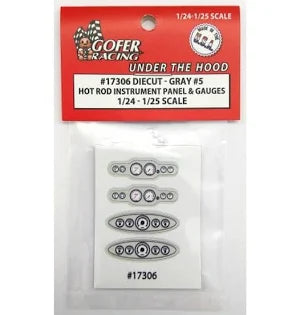 GOFER 1/24-1/25 Hot Rod Instrument Panel & Gauges Gray #4 (Diecut Plastic)