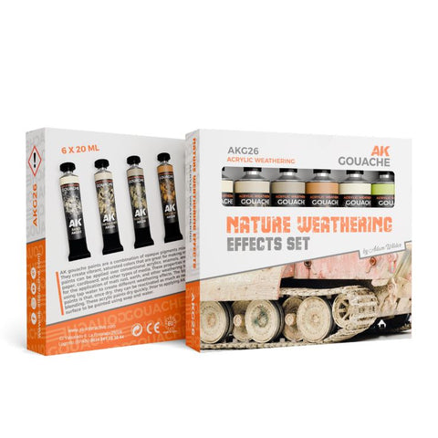 AKI Gouache: Nature Weathering Effects Acrylic Paint Set (6 Colors) 20ml Tubesml Tubes