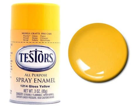 TESTORS 3oz. Spray Finishing Enamel Gloss Yellow