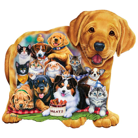 MASTER PIECES 100-PIECE PUZZLE Puppy Pals Shaped