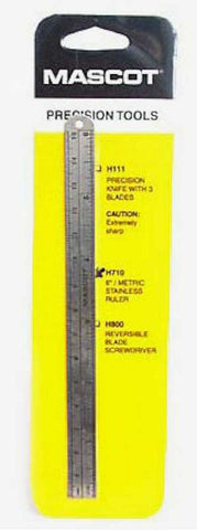 MASCOT Metric & English Scale 6" Metal Ruler