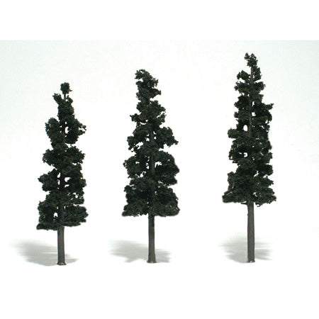 WOODLAND SCENICS  Ready-Made Tree  Conifer Green 6"-7" (3)