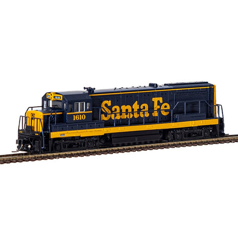 ATLAS N GE U25B Phase 2a - DCC - Master Gold -- Santa Fe 1602 (blue, yellow)