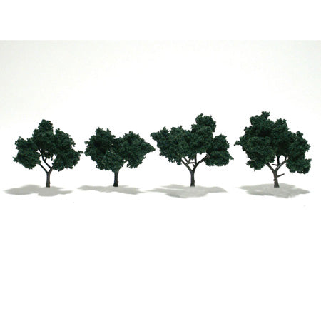 WOODLAND SCENICS Ready-Made Tree Dark Green 2"-3" (4)