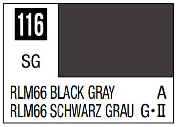 MR HOBBY 10ml Lacquer Based Semi-Gloss Black Gray RLM66