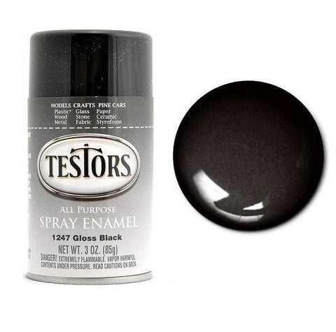 TESTORS 3oz. Spray Finishing Enamel Gloss Black