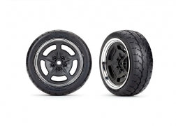 TRAXXAS Tires and wheels, assembled, glued (black with chrome wheels, 1.9' Response tires) (front) (2)