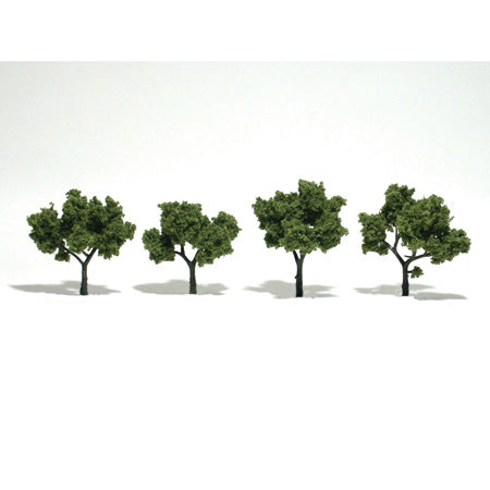 WOODLAND SCENICS Ready-Made Tree Light Green 2" to 3" (4)