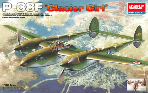 ACADEMY 1/48 WWII P38F Glacier Girl Fighter